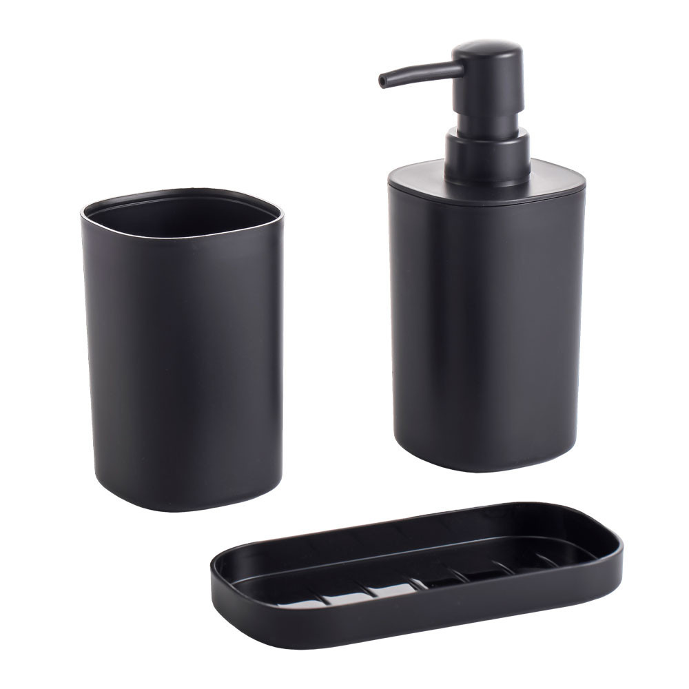 Conjunto para banheiro com saboneteira porta escova 3 peças quadrado - Mood