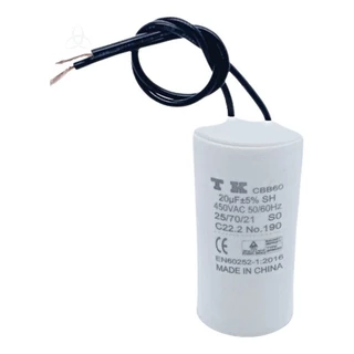 Capacitor De Partida CBB60 20uF 450V 38x76mm (2fios)