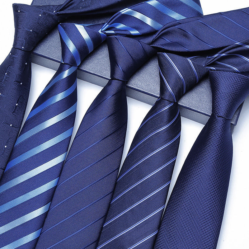 Noivo de noivado profissional masculino noivo de noivado masculino Versão coreana em preto 8cm Listras Gravata comercial masculina feita à mão