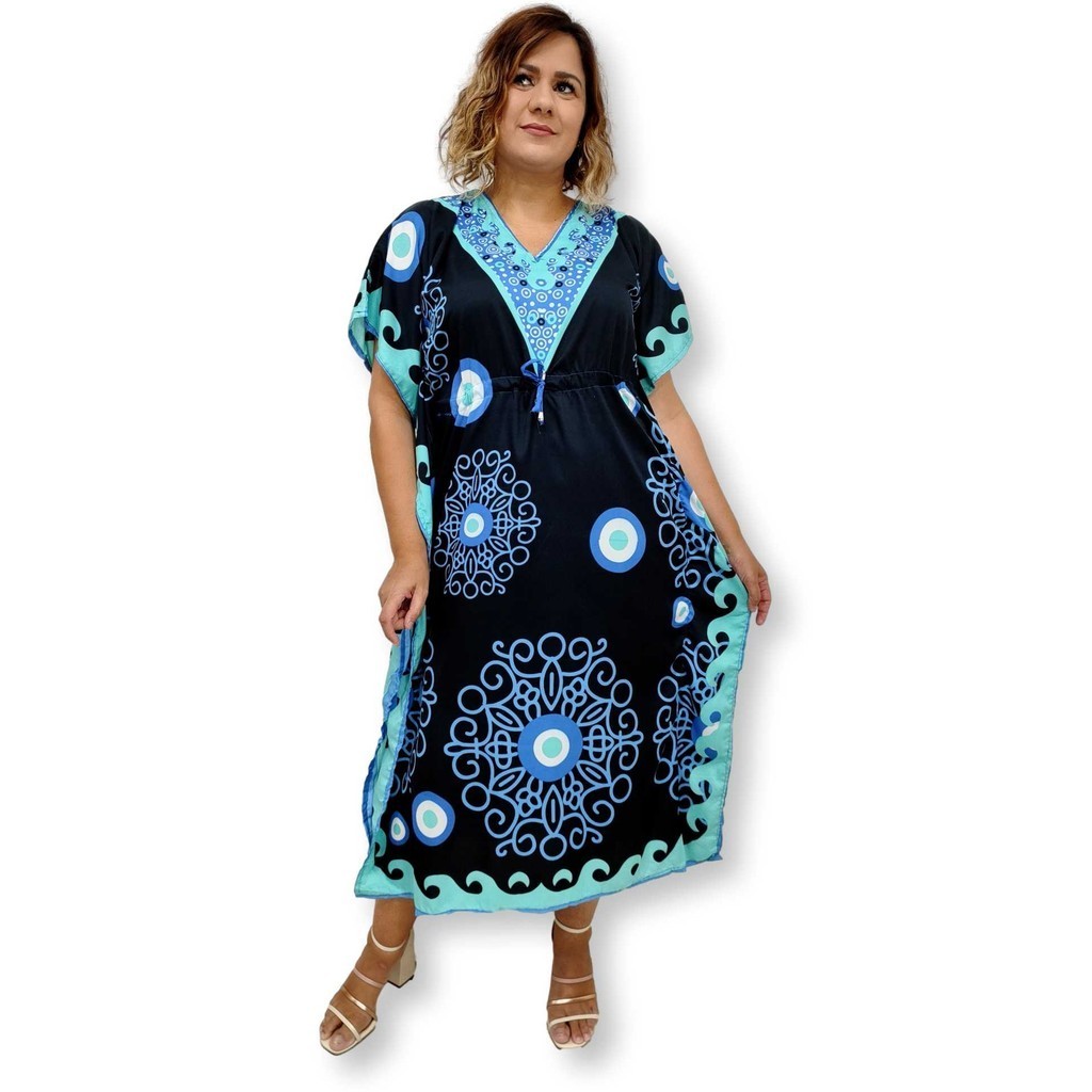 Kaftan Indiana Moda Hippie Boho Viscose Ajustável