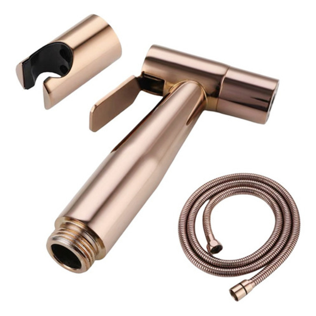 Ducha Higênica Banheiro Luxo Metal 1,5m Sem Registro Rose