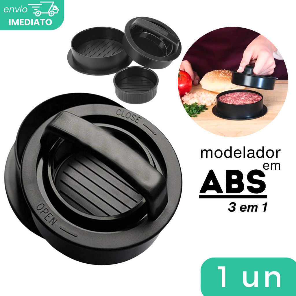 Molde para Hambúrguer Forma 5 peças Base Removível Grande e Pequena