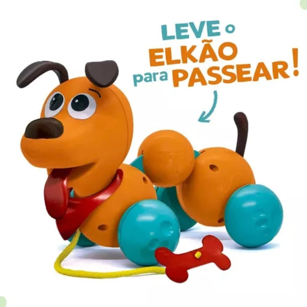 Cachorro Brinquedo Elkão quer Passear p/ Bebê Puxar - Elka
