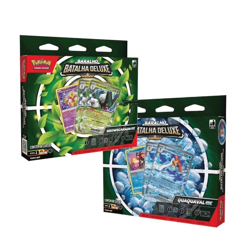 Baralho Batalha Deluxe Deck Quaquaval Meowscarada ex Pokemon TCG Copag Original