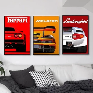 quadro 3 peças carros velocidade ícones decoração