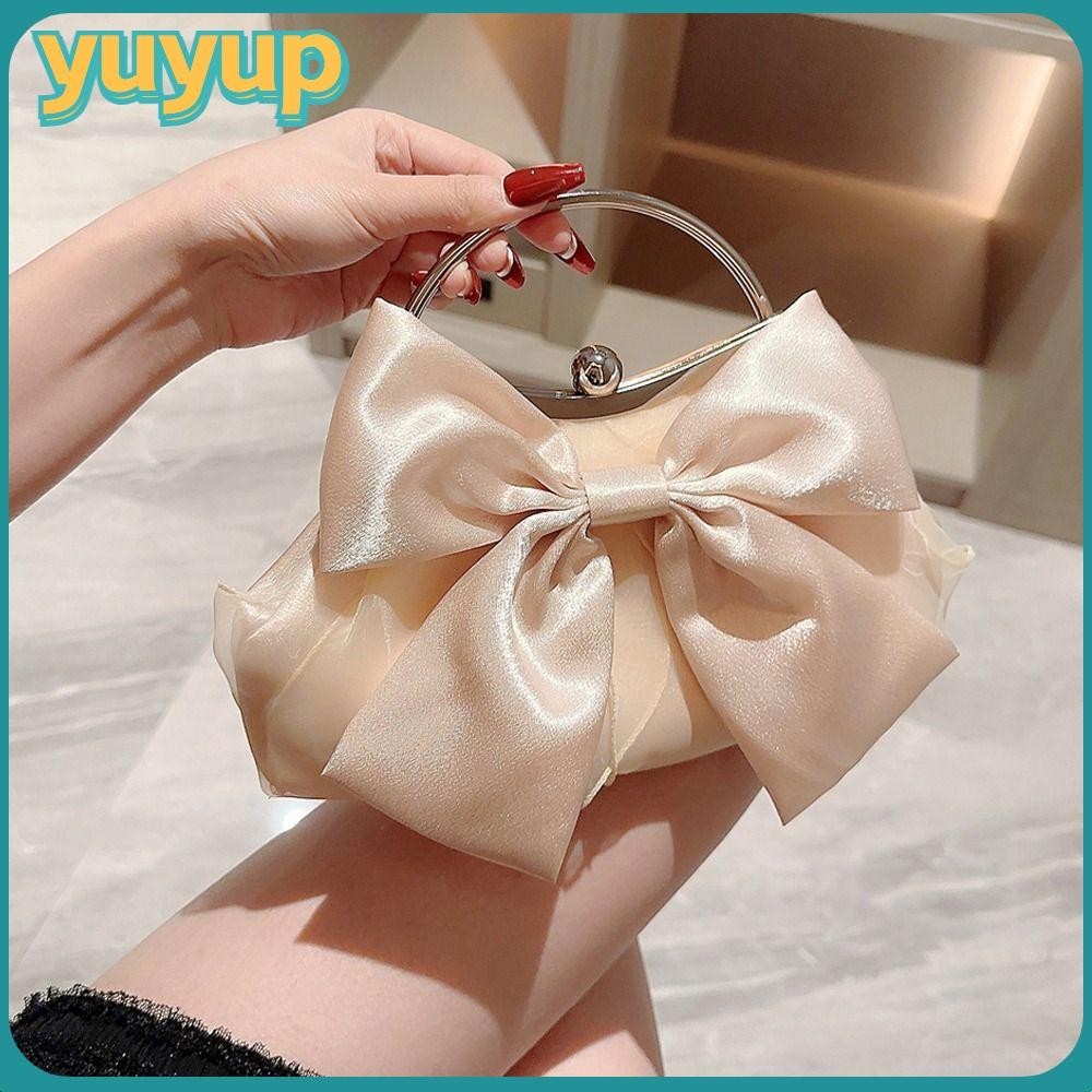Yuyyuppp Saco Noturno Bowknot , De Ombro De Seda Brilhante Em Ouro Corrente , Banquete De Luxo Feminino De Embreagem