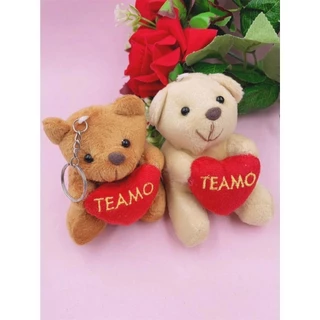 KIT 12 PECA Urso De Pelúcia 10cm Com Coração Pequeno Chaveiro Presente Lembrancinha Dia dos Namorados