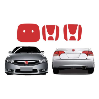 Adesivo Kit Aplique Emblema Vermelho Honda New Civic 06/11