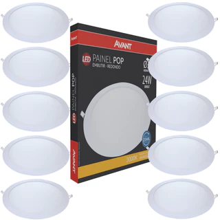 10 Painel Led Embutir Redondo Luz Amarela 24w Bivolt Avant em Oferta na Shopee