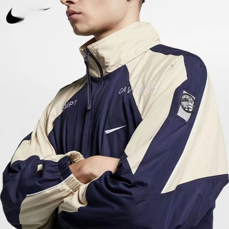 Cavempt para homens NK moda bordado solto costura esporte zíper casaco, jaqueta de homem