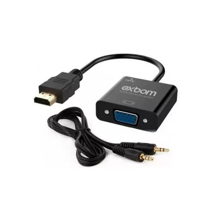 Cabo Conversor Adaptador Hdmi Para Vga Com Saída P2 Áudio