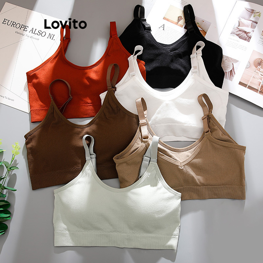 Lovito Sutiã Esportivo Esportivo Liso Sem Costas Para Mulheres LNL43042 ...