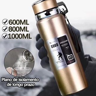 Garrafa 1000ml Inox Térmica Com Infusor Prata e Dourada De Água Café Dupla Com Garrafa 1000ml Inox Térmica Com Infusor Prata