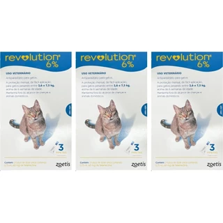 Antipulgas Revolution Gatos 2,6kg A 7,5kg - 3 Pipetas- 3 Un