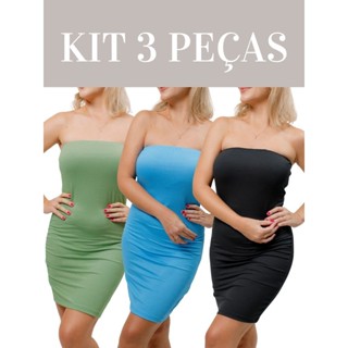 KIT 03 Vestidos Tomara Que Caia Curto Natasha (Cores)