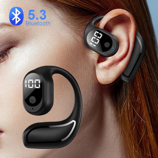 Fone De Ouvido Sem Fio Clipe Para Bluetooth 5.3 Estéreo HiFi Digital Sports Wireless Earbud Com Microfone