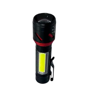 Lanterna Mega Night SQ-4226 LEDT6 10W 400mAh Com Zoom 3 Modos USB Com Clip Preto