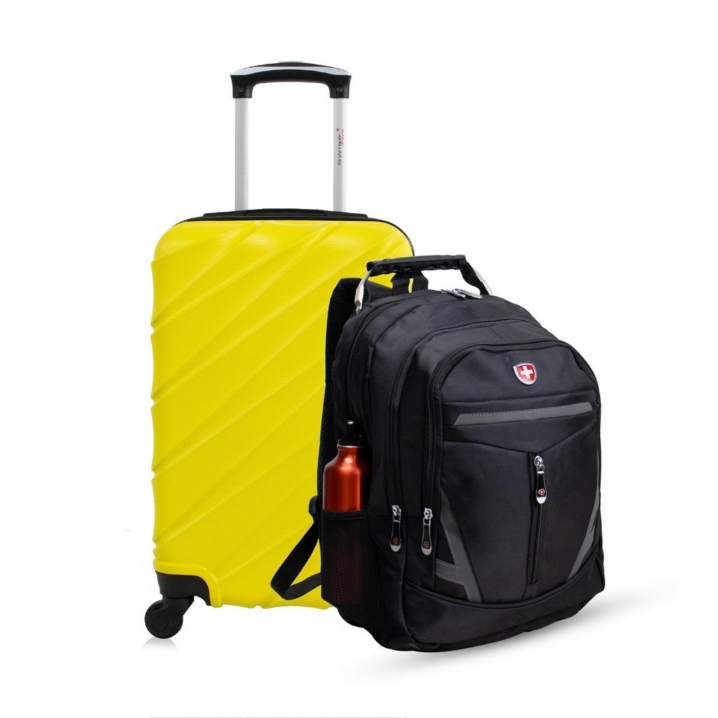 Kit mala de bordo amarela Havana + Mochila Boa Vista Swiss Move