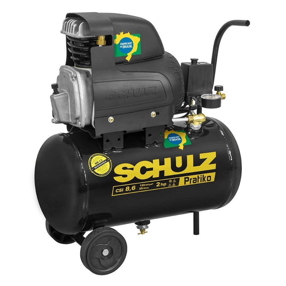 Compressor de ar 8,6 pés 25L 2 hp 120 libras Pratiko CSI Schulz