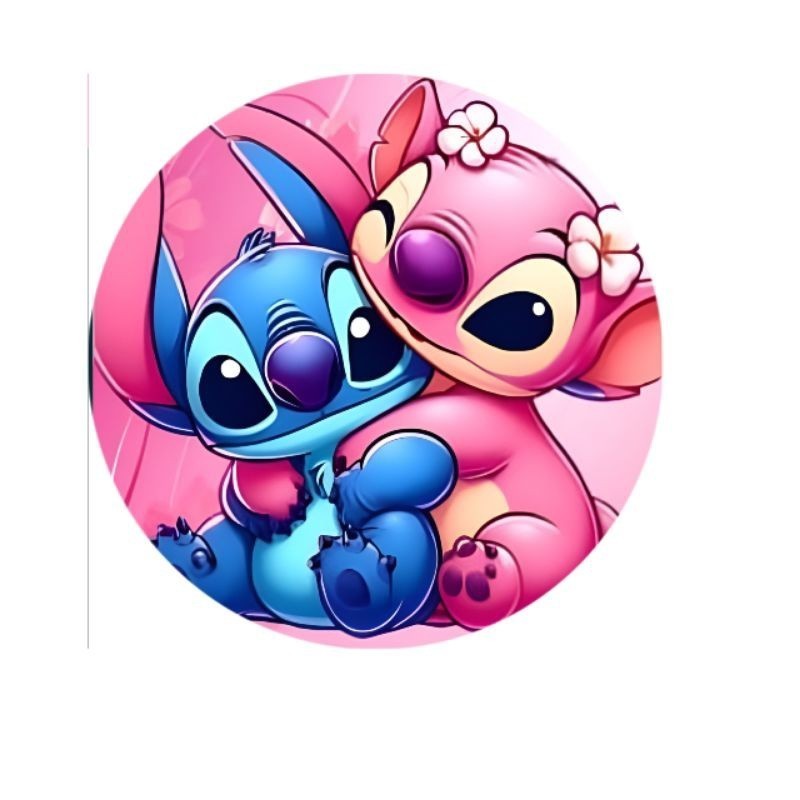 Painel Stitch Rosa redondo 50X50 cm com elástico | Shopee Brasil