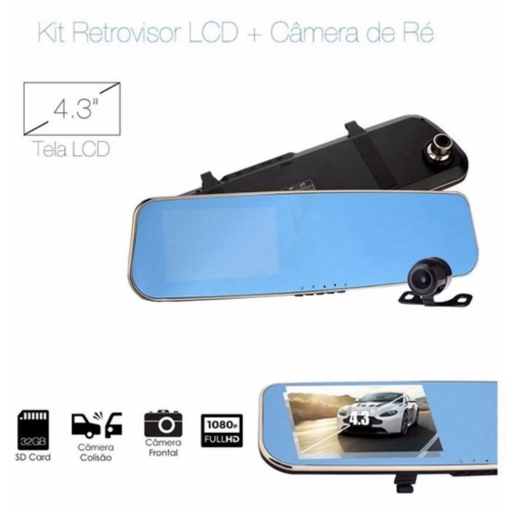 Espelho Retrovisor Com Câmera De Ré E Frontal