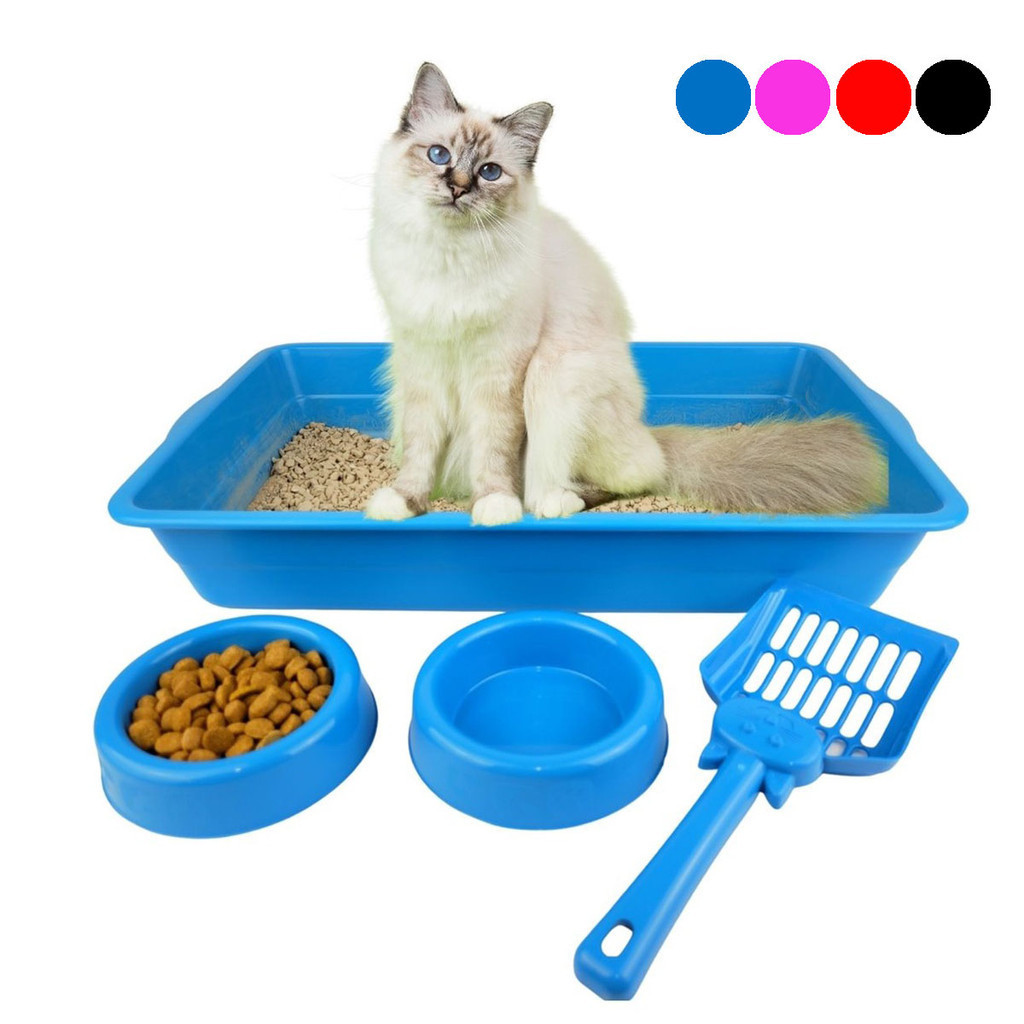 Caixa de Areia Higiênica Para Gatos com Pá Comedouro e Bebedouro Sanitário Gato