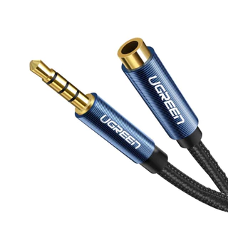 Cabo de Áudio Extensor Ugreen 3.5mm Macho/Fêmea 0.5 Metro Preto