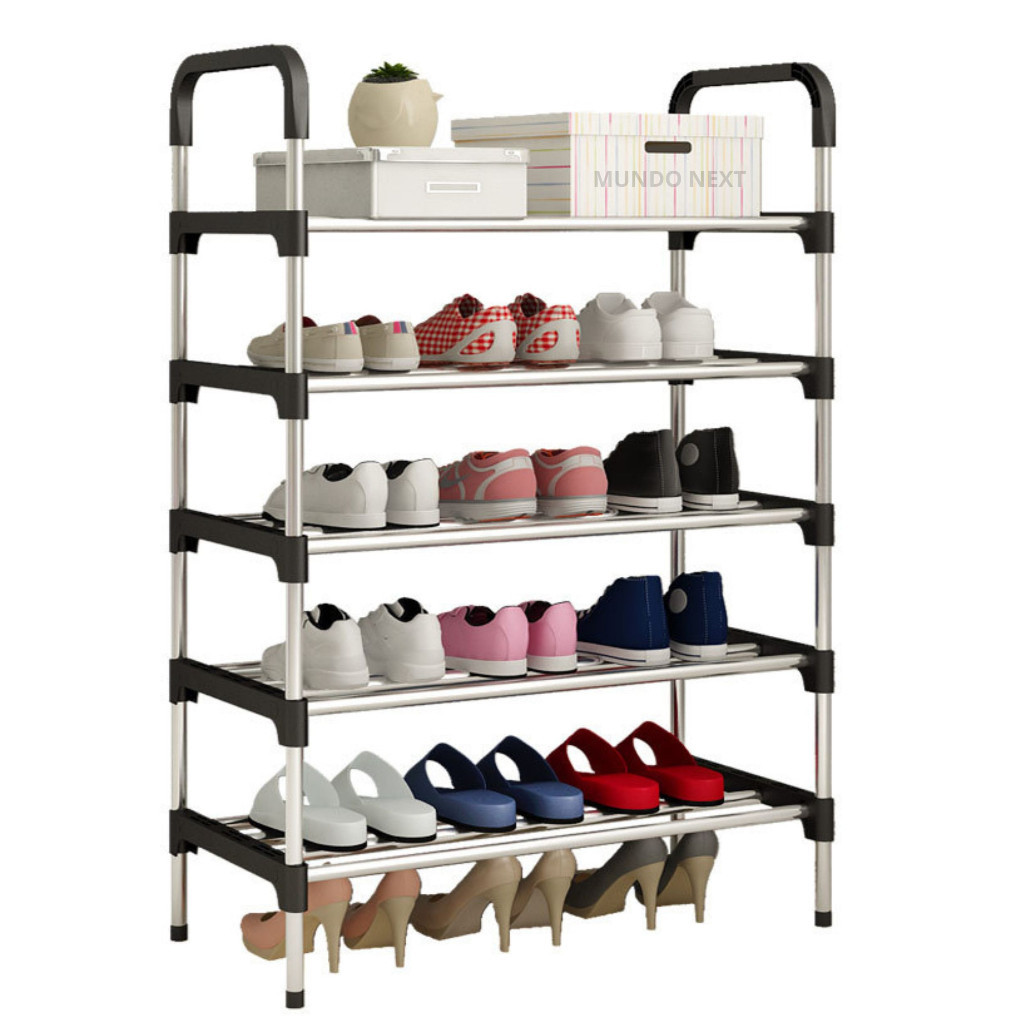 Rack Sapateira Vertical Luxo Aço Inox 5 Prateleiras 15 Pares