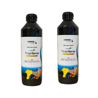 Kit 2 Tinta de Tecidos Roupas Estofados Carpetes - Tingespray Refil 1L Cor:Preto