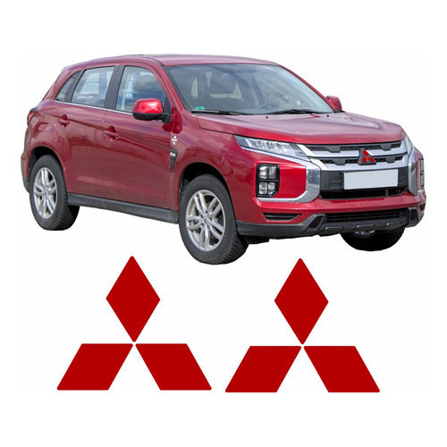 Adesivo Logo Mitsubishi Resinado Vermelho Refletivo Asx