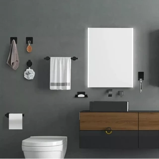 Kit de Metal Acessórios Para Banheiro Aço Inox 9 Peças Stander Aço Inox 304 Gancho De Toalha Barra RackRound Preto Prateleira De Aço Inoxidável Suporte De Papel Higiênico