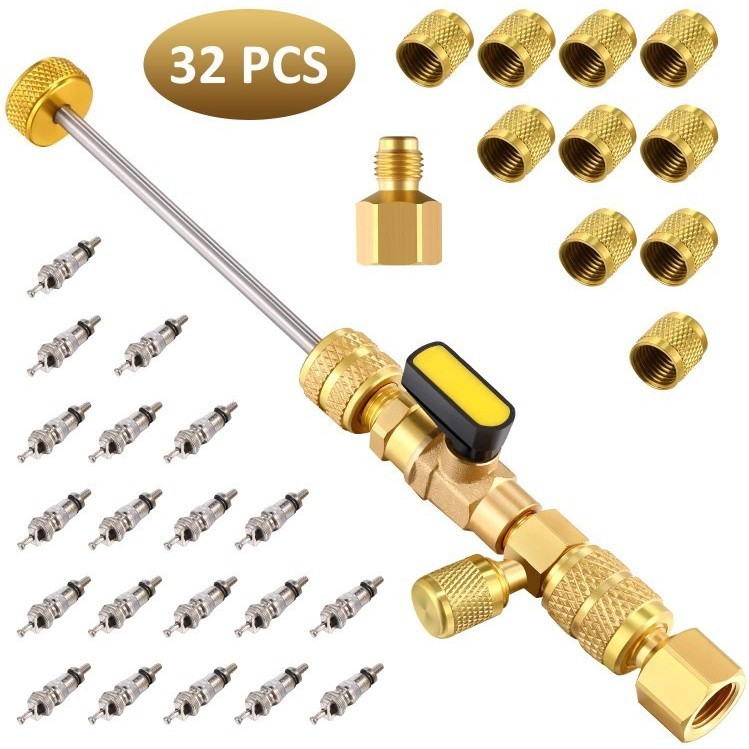 Conjunto de 32 peças Extrator de Válvula de Ar Condicionado Removedor do Núcleo da Válvula de Ar Condicionado