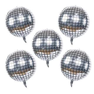 Kit c/10 Balão Globo Metalizado Discoteca Anos 80/90 4D 10"