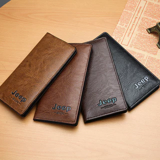JEEP Carteira Longa Para Homens Minimalista Juvenil Jovens Coreana Multi-Cartão Estudantil De Couro Macio Grande De Dinheiro Bifold