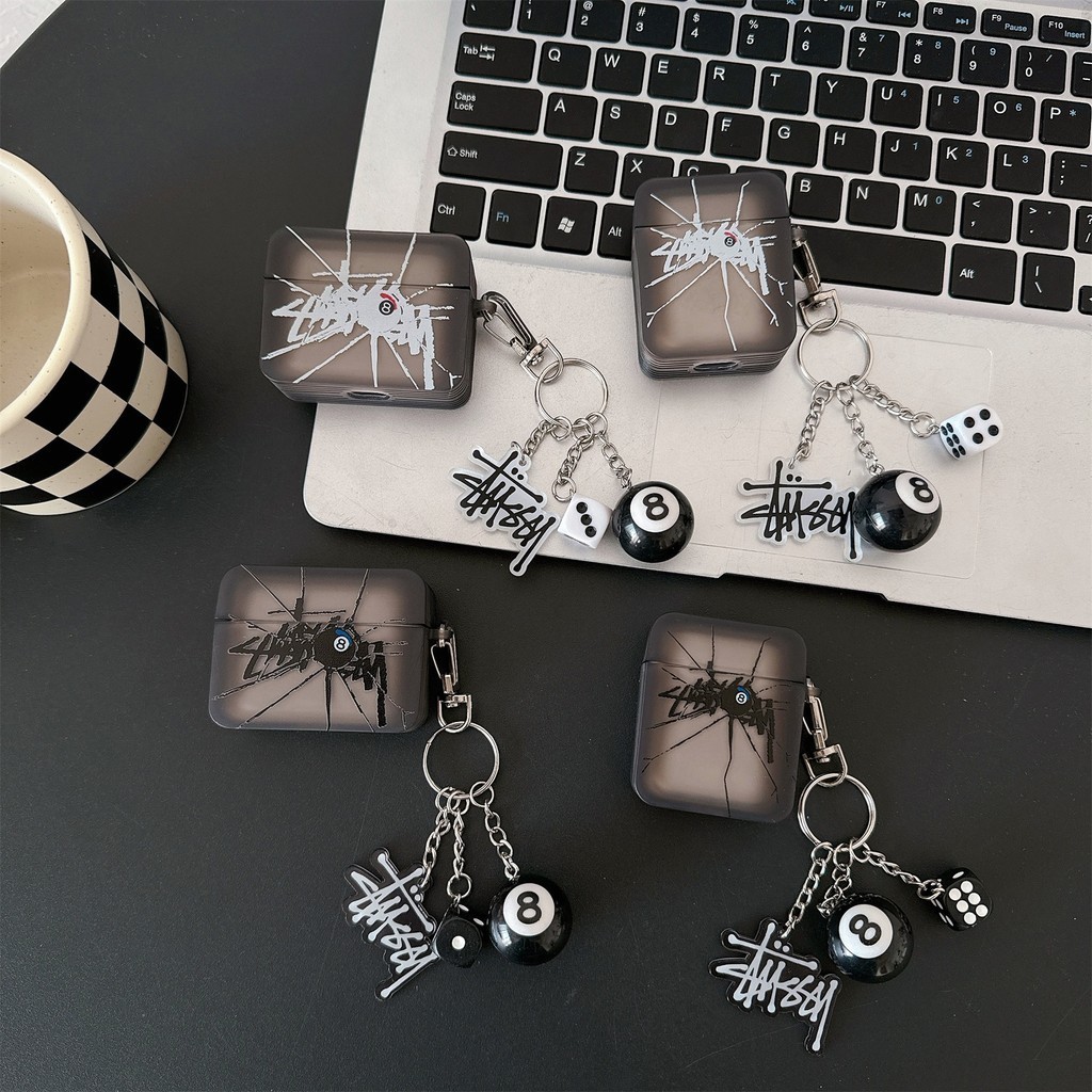 STUSSY With Billiard Keychain STUSSY For AIRPODS 4 Pro 1/2/3