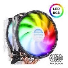 Cooler Processador Duplo Fan 120mm Led Rgb Intel E Amd 120w