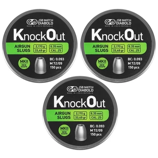 COMBO 03 - CHUMBINHO JSB SLUG KNOCK OUT 6.35MM 150UN CALIBRE .25 33,49GR