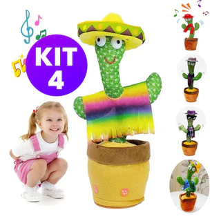 4 Kit De Cacto De Dança Falante Interativo Com Repetição De Música Sonora , E Luzes