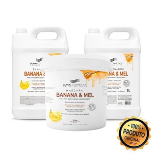 kit de Lavatorio Banana e Mel Shampoo Condicionador Mascara Gunai Poderosa Hidratação 3,5 e 5L