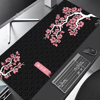 80x30cm Morte E Vida Tapete De Rato Rosa Flores De Cerejeira Mesa Preto Sakura Mousepad De Computador Big Landscape Keyboard Deskpad 900x400mm 2mm Espessura Flor Grande Gamer Mausepads