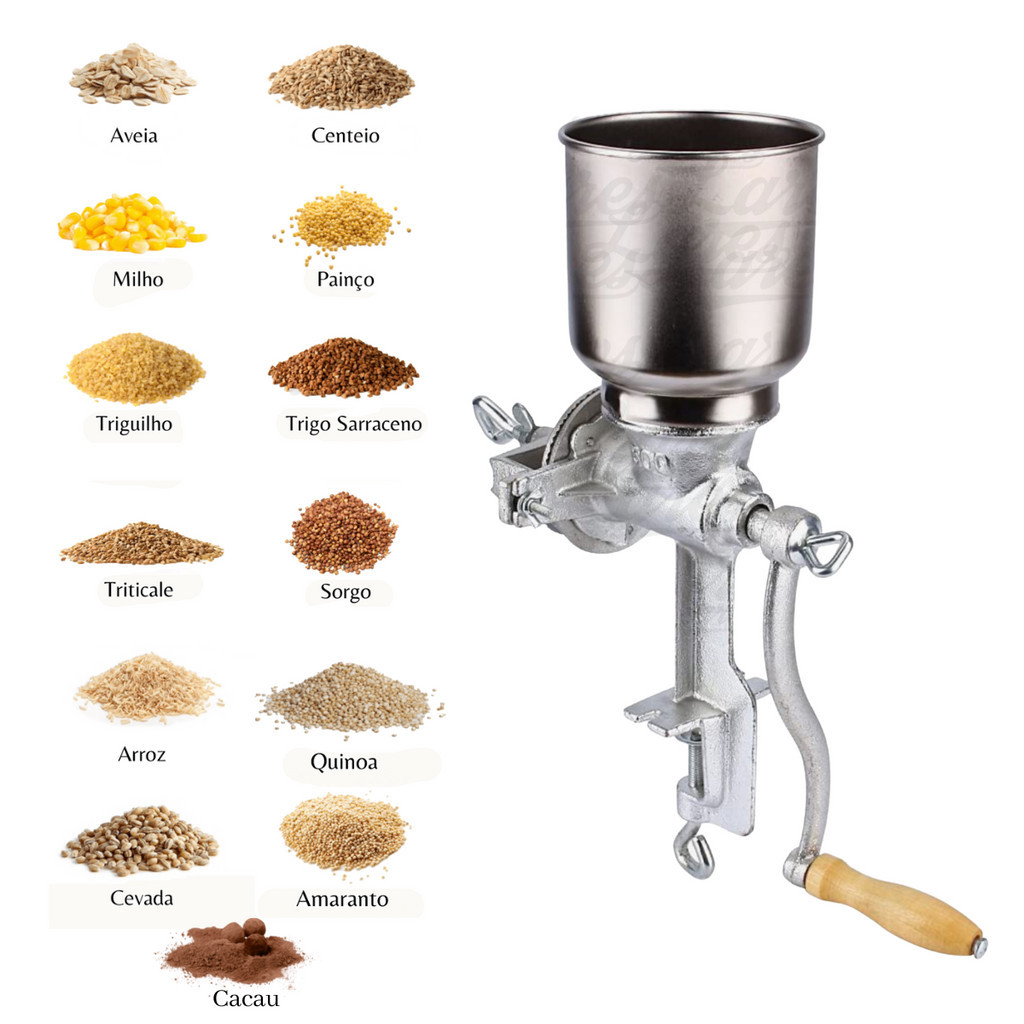 Moedor de Café e Grãos Manual de Ferro Fundido Profissional