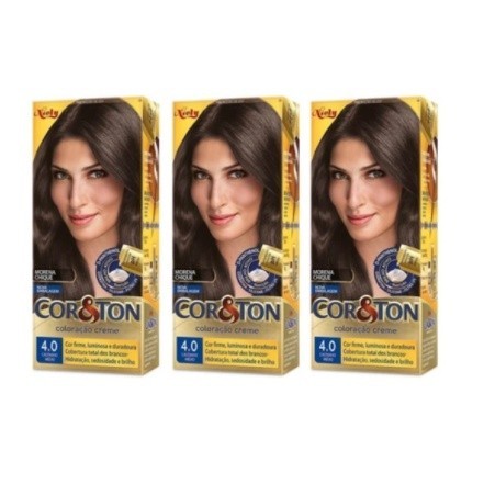 Kit 3 Tinta De Cabelo Cor E Ton 4.0 Castanho Médio | Shopee Brasil