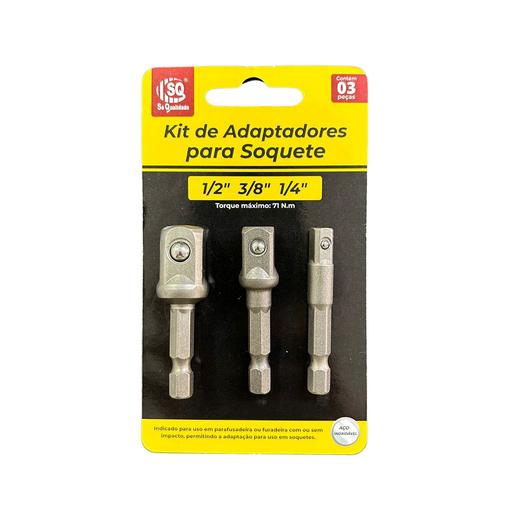 Kit Adaptadores Soquete Magnético Parafusadeira 1/2 3/8 1/4