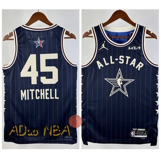 2023-24 All-Star Hot Pressed Camisa Cleveland Cavaliers #45 Donovan Mitchell Azul Basquetebol Jersey