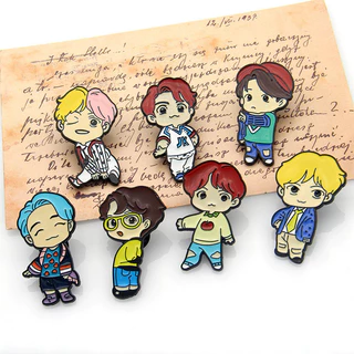 Broches De Desenho Animado Bangtan Boys Esmalte De Metal Do 7 JUNG KOOK JIMIN JIN SUGA J-HOPE Idol Presente Grupo Masculino Para Fã