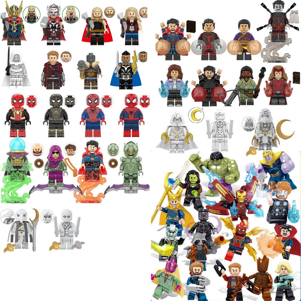 Brinquedos De Construção Para Crianças Predador Thor Valkyrie Star-Lord Minifigures Modelo Boneca Vingadora