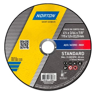 Disco de corte ultrafino p/ metal e inox 4.1/2x7/8 x1,0 mm Norton