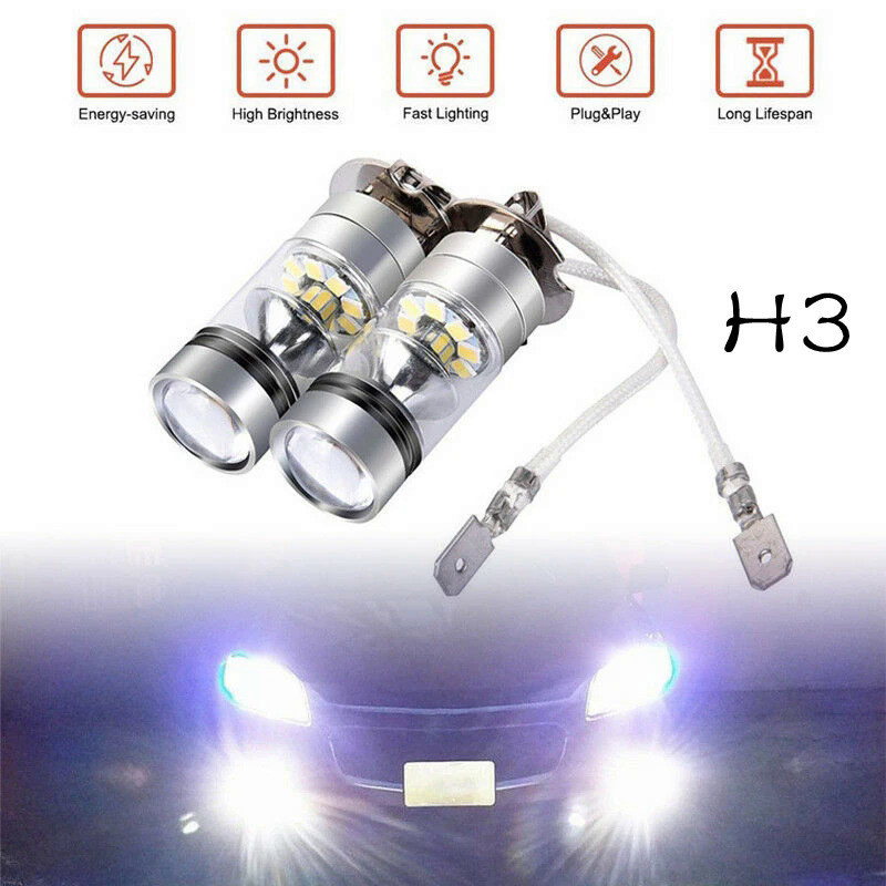 2PCS Novo Kit De Conversão De Faróis De Nevoeiro LED H3 Lâmpadas High Low Beam 100W 6000K Super White 3000K Farol De Condução Automática 12V 24V