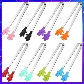 Creative Small Palm Silicon Food Tongs Stainless Steel Clip Ice Clip Mini Dessert Ice Food Dishes BBQ Clip em Oferta na Shopee