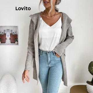 Lovito Cardigã feminino casual com bolso liso LNL52142